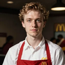 portrait of vitalik buterin, as mcdonalds employee