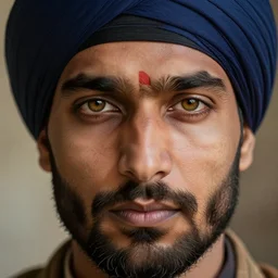 beautiful portrait shot of an ancient sikh warrior, detailed features, piercing detailed realistic eyes, nikon z 9, 5 0 mm, uhd