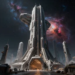 highly detailed cinematic scifi render of a 3 d sculpt of a military cyberpunk john harris subway tunnel'aircraft carrier tower'megalithic tower structure city in space, beeple, halo, star wars, ilm, star citizen, halo, mass effect, high tech industrial, artstation unreal, dramatic powerful nebula, 4 k, 8 k, hd