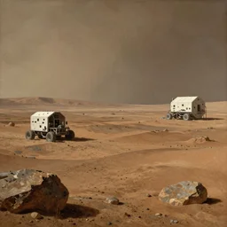 art of the future mars colonization, year 2 1 1 8 ad by rembrandt, nostalgic atmosphere
