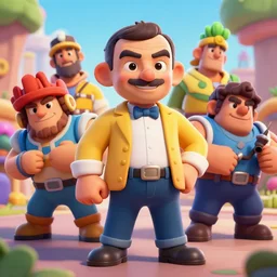 mr. bean, clash royal style characters, unreal engine 5, octane render, detailed, brawl stars, cinematografic, cinema 4 d, artstation trending