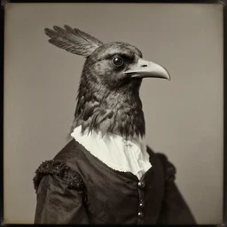 A woman with a bird head, 18th century photograph