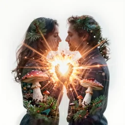 double exposure of love, symbols of live, explosion, love is the most relevant theme, love is infinity, love is begin of all, 8 k resolution, artistic mode, artistic, trending on instagram, long exposure, love art, serious, fantasy and dreams vibes, mushrooms style and macro style, spawn, spruce vibes