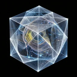 high dimensional polytope hypercube dodecahedron tesseract made of energy and spacetime fluctuating at the oscillatory rate of brain waves marc simonetti mc escher piet mondrian ismail inceoglu
