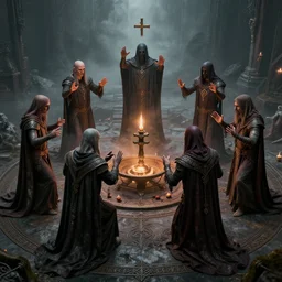 8 k hd detailed octane render of cultists performing an occult ritual