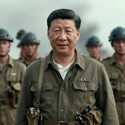 Movie still of Xi Jinping in Saving Private Ryan