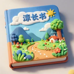 a colorful closed textbook, claymation