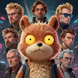 furry cheburashka futurama bender cyberpunk portrait by gaston bussierre and charles vess and james jean and erik jones and rhads, inspired by rick and morty, epic, funny, huge scale, beautiful fine face features, intricate high details, sharp, ultradetailed