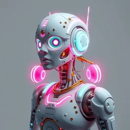 an intricate android with bright neon hydraulics, body made from porcelain and brass, pastel colors, 1 9 5 0 sci - fi, studio lighting, calm, art nouveau, ambient occlusion, octane render, artgerm, greg rutkowski, tom bagshaw