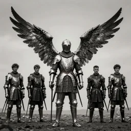 winged hussar in ancient armor, beksinski, ruan jia, dark soul concept art, wide shot, wide angle, trending on artstation