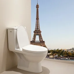 eiffel tower in a toilet, realistic