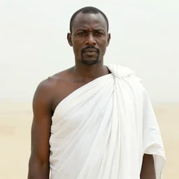 movie still by djibril diop mambety of a man in white drapery in a flesh barque on a river next to a spherical high - rise, leica sl 2 5 0 mm b & w, heavy grain, high quality, high detail, fog, mud