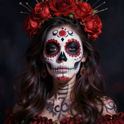 illustration of a sugar skull day of the dead girl, art by artem demura