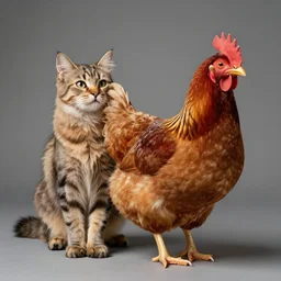 hybrid of a cat and a chicken, wild species photography, studio lighting, award-winning