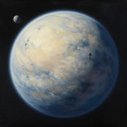 a giant cloud planet in space, tim hildebrandt, wayne barlowe, bruce pennington, donato giancola, trending on artstation, cinematic composition, beautiful lighting, hyper detailed, 8 k, oil on canvas