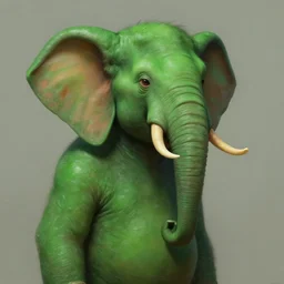 portrait of a boy as a green elephant character, highly detailed, ugly, digital painting, artstation, concept art, wallpaper, smooth, sharp focus, illustration, art by h. r. giger and artgerm and greg rutkowski and alphonse mucha