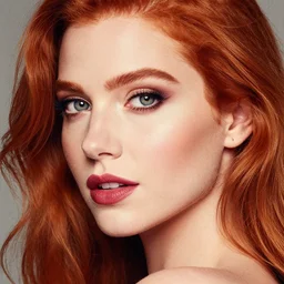 beautiful redhead woman, photography, glamor shot, pointillism, closeup