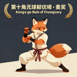 fox animal doing kung fu, award winning illustration