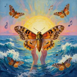If our moths where filled of praise like the sea, and our tongues joy like it’s manny waves we could never reach Your praise, surrealism, musical notes, beautiful sea landscapes, Very colorful painting 8k trending on art station, Intricate details, very realistic, cinematic lighting, volumetric lighting,