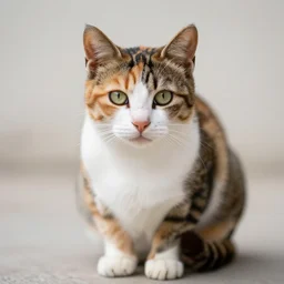 a calico kitty front facing