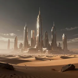 Alien desert planet future cityscape