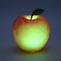 glowing radioactive apple, 8 5 mm, f 1. 8