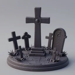 halloween night graveyard graves and crosses, trending on artstation, 30mm, by Noah Bradley