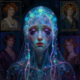 one singular portrait of a sad bioluminescent creature, highly detailed, digital painting, cinematic, hyper realism, dark retrowave, art by stanley lau and artgerm and magali villeneuve and alphonse mucha, artstation, octane render, cgsociety