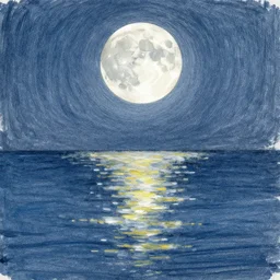 sketch brush of moon reflected in the sea