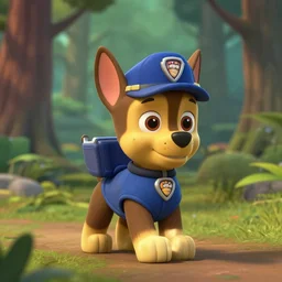 paw patrol dog as nendoroid walking in a forest in the croods movie style, anime, disney, pixar, 8 k, hd, dof, kodak film, volumetric lighting, subsurface scattering, photorealistic, octane render, details