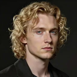 portrait of a beautiful blond heath ledger by leyendecker, pale skin curly blond hair