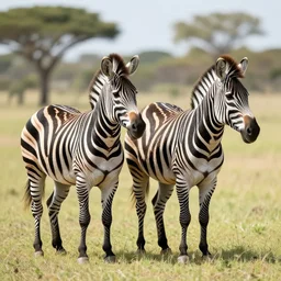 two zebras side by side, the stripes are in rainbow color