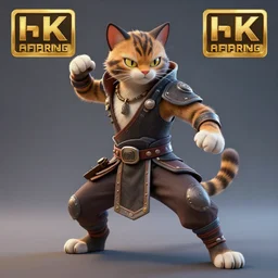 a portrait of a warrior cat in a combat stance, cyberpunk, nfts, 3 d rendering, digital, unreal engine, illustration, 8 k resolution, artstation, cinema 4 d, behance hd