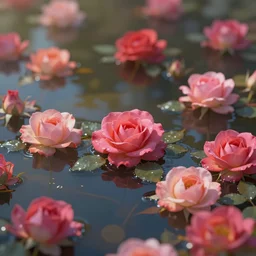 colourful murky nature with the rose flowers in water, in the style of craola, shallow depth of field, highly detailed, digital painting, trending artstation, concept art, illustration, cinematic lighting, vibrant colors, photorealism, epic, octane render