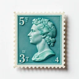 turquoise postage stamps, high detail macro photography, isolated on a pure white background, centered, entire object in frame, sharp focus, soft studio lighting