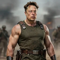 Muscular elon musk as a soldier , historical photo , digital art , trending on artstation , Hyperdetailed , CGSociety