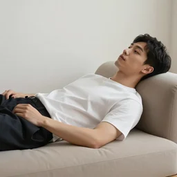person reclined on a piece of furniture, photorealistic, 8k