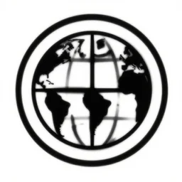 the earth logo, black and white color