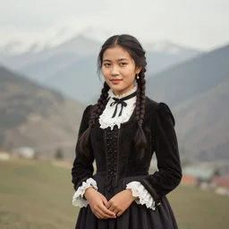 vintage_portrait_photo_of_a_beautiful_nepalese_Victorian maiden in the himalayan mountains
