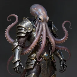 An octopus wearing medieval knights armor but at the same time looking cyberpunk, intricate, elegant, digital painting, concept art, smooth, sharp focus, illustration, from StarCraft by Ruan Jia and Mandy Jurgens and Artgerm and William-Adolphe Bouguerea