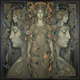 breathtaking detailed concept art painting art deco pattern of gaea faces goddesses amalgamation flowers, by hsiao - ron cheng, bizarre compositions, exquisite detail, extremely moody lighting, 8 k