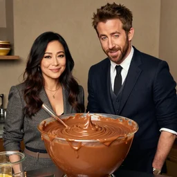 ryan reynolds and yoshi in a vat of hot fudge.