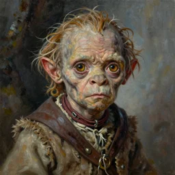 orlando bloom as gollum, painting by anna dittmann,