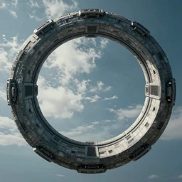 stargate made of stone that form a circle, cinematic view, epic sky by android jones