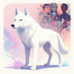 a dreamy otherworldly 3 d render of white wolf, pixiv fanbox, dramatic lighting, maximalist pastel color palette, splatter paint, pixar and disney exploded - view drawing, graphic novel by fiona staples and dustin nguyen, peter elson, alan bean, wangechi mutu, clean cel shaded vector art, trending on artstation
