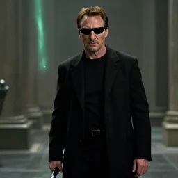 Liam Neeson in the Matrix, cinematic movie still, 8k HDR