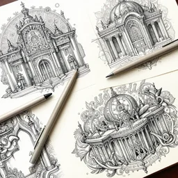 sketchbook pages environments, magnificent, close up, details, sharp focus, elegant, highly detailed, illustration, by jordan grimmer and greg rutkowski, intricate, beautiful, trending artstation, pixiv, digital art