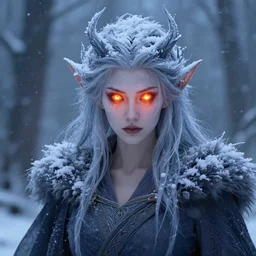 panoramic shot of a beautiful ancient frost witch, eye fire, snow glow, snowfall, highly detailed, digital painting, artstation, sharp focus, illustration, art by tan zi and ayanamikodon and alphonse mucha and wlop