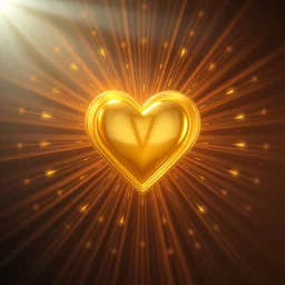 golden heart radiating light, octane render, hd,