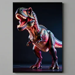 designed by Giorgetto Giugiaro poster of a T-Rex thick neon lights, ektachrome photograph, volumetric lighting, f8 aperture, cinematic Eastman 5384 film